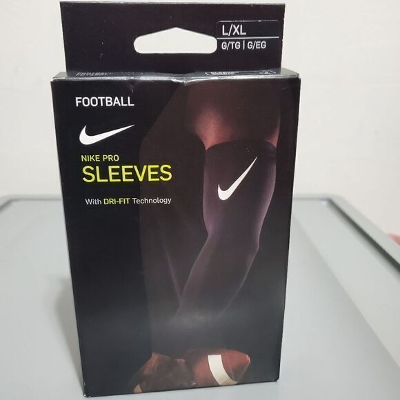 Nike Pro Dri Fit 3.0 Sz L/XL Compression Football Arm Sleeves Black 2 Pair - Picture 1 of 4